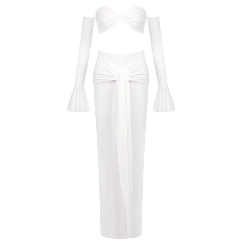 Off Shoulder White Maxi Dress H6899
