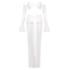 Off Shoulder White Maxi Dress H6899