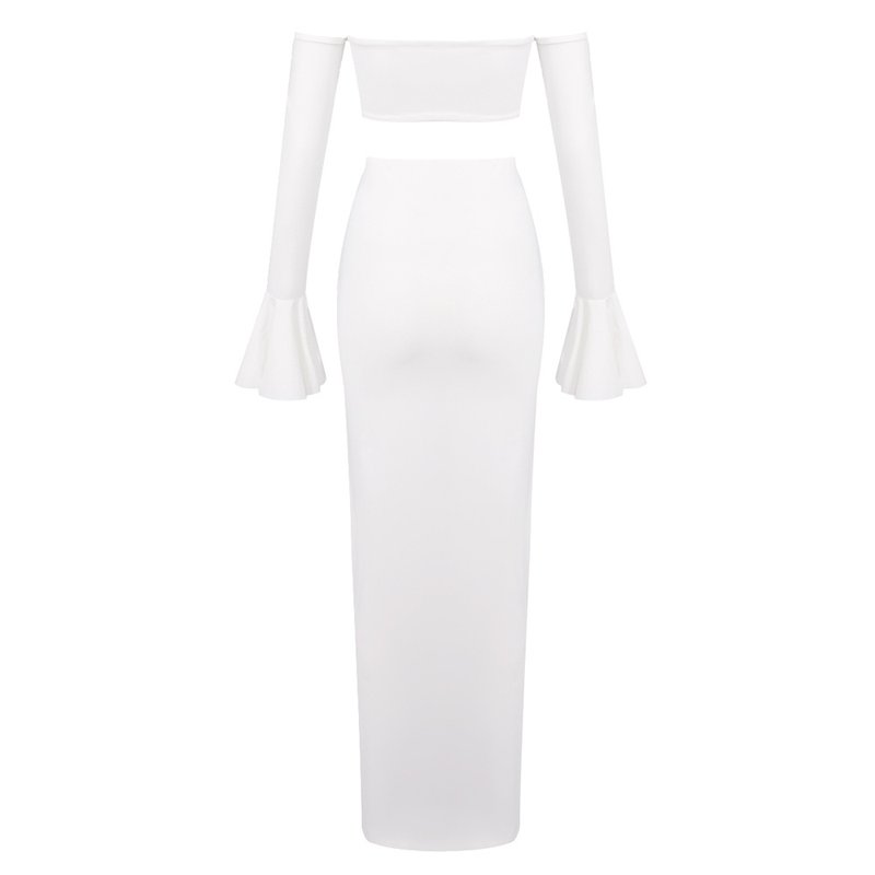 Off Shoulder White Maxi Dress H6899