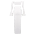 Off Shoulder White Maxi Dress H6899