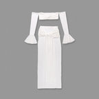 Off Shoulder White Maxi Dress H6899