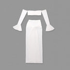 Off Shoulder White Maxi Dress H6899