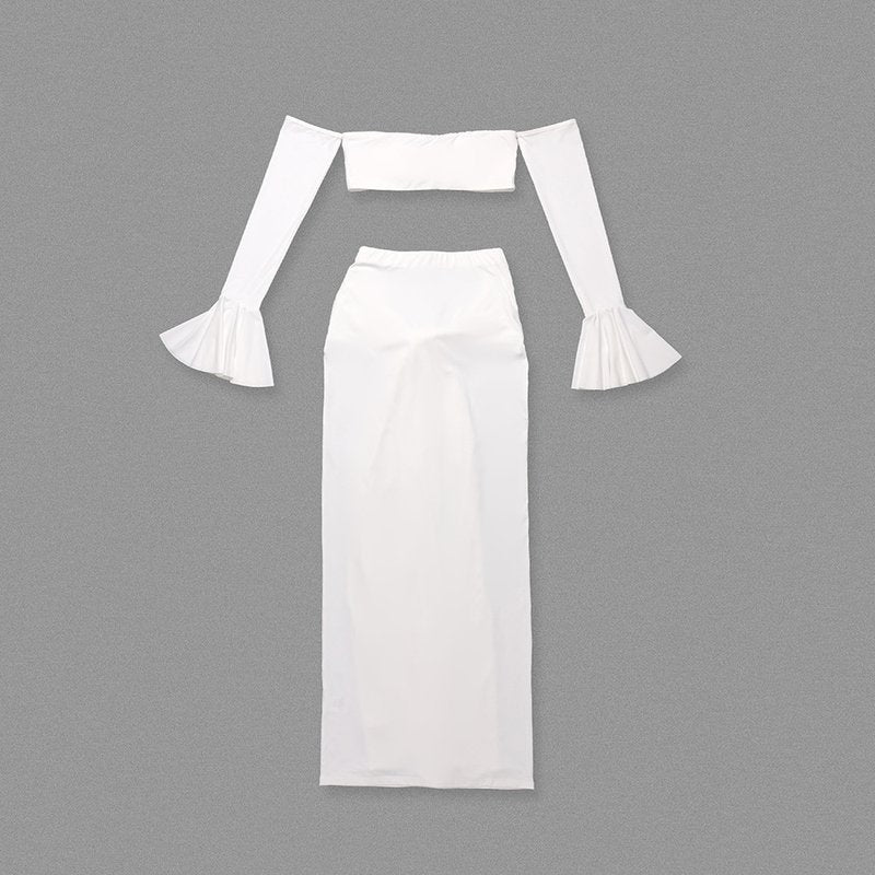 Off Shoulder White Maxi Dress H6899