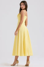 Off Shoulder Yellow Corset Midi Dress H6395
