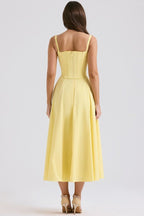 Off Shoulder Yellow Corset Midi Dress H6395