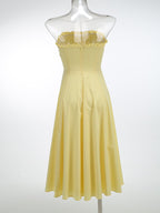 Off Shoulder Yellow Corset Midi Dress H6395