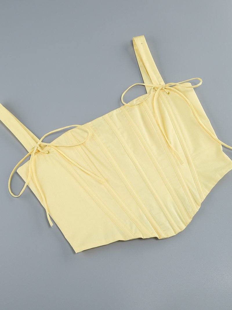 Off Shoulder Yellow Corset Midi Dress H6395
