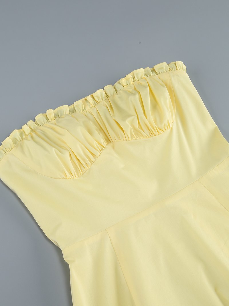 Off Shoulder Yellow Corset Midi Dress H6395