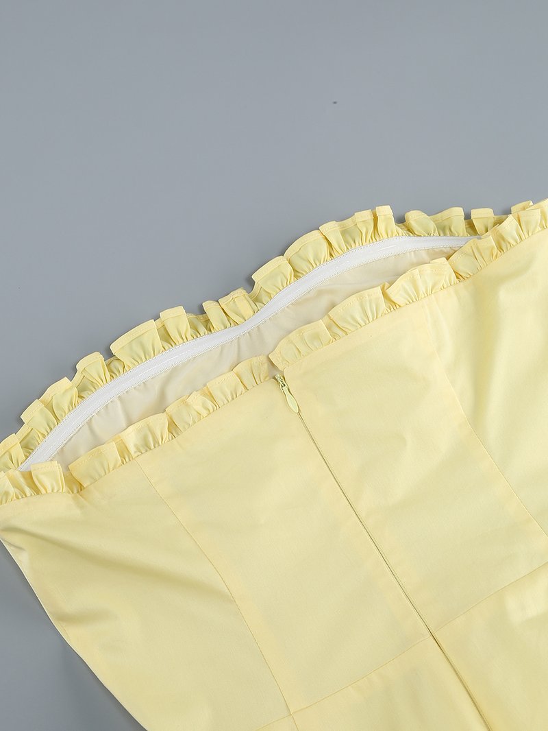 Off Shoulder Yellow Corset Midi Dress H6395