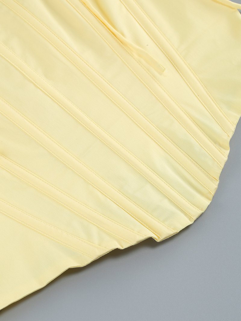 Off Shoulder Yellow Corset Midi Dress H6395