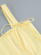 Off Shoulder Yellow Corset Midi Dress H6395
