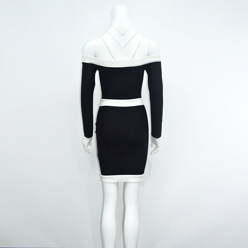 Off-Shoulder Zip Front Mini Dress H6477