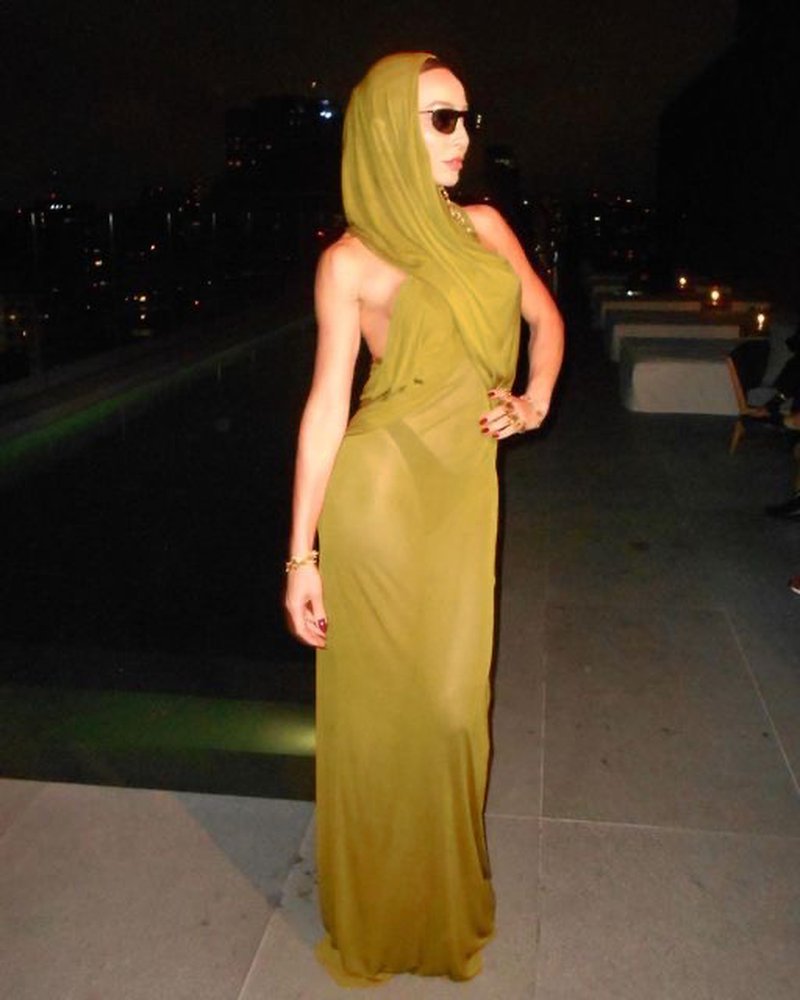 Olive Draped One-Shoulder Maxi Dress H6008