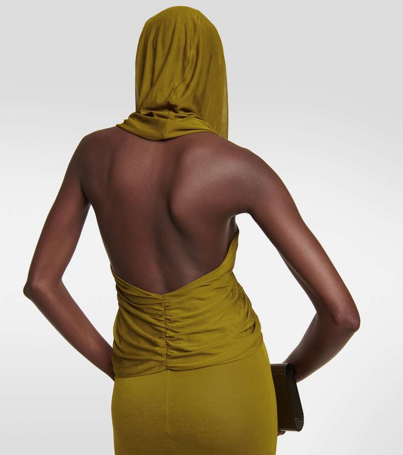Olive Draped One-Shoulder Maxi Dress H6008