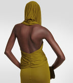 Olive Draped One-Shoulder Maxi Dress H6008
