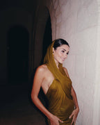 Olive Draped One-Shoulder Maxi Dress H6008