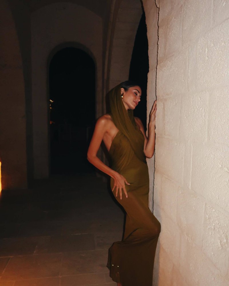 Olive Draped One-Shoulder Maxi Dress H6008