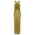Olive Draped One-Shoulder Maxi Dress H6008
