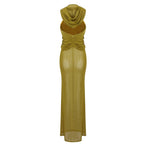 Olive Draped One-Shoulder Maxi Dress H6008