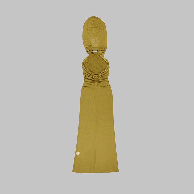 Olive Draped One-Shoulder Maxi Dress H6008