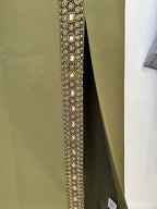 Olive Green Halter Gown with Sequin Accents H6605