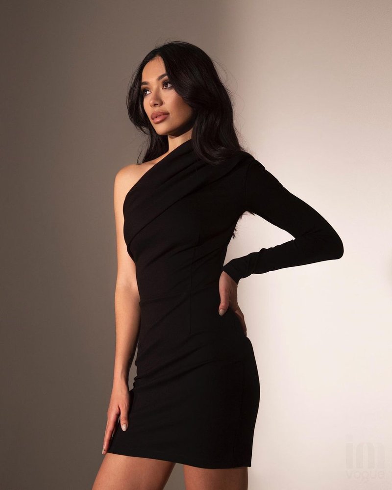 One Shoulder Asymmetric Mini Dress H3973