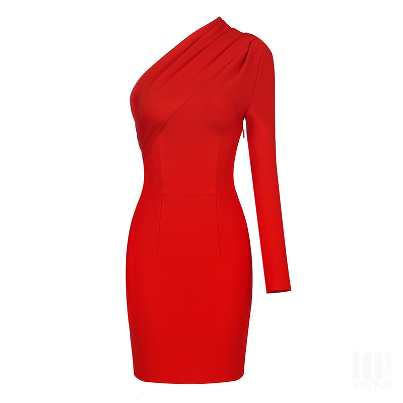 One Shoulder Asymmetric Mini Dress H3973