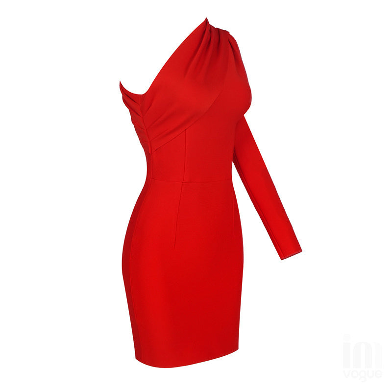 One Shoulder Asymmetric Mini Dress H3973