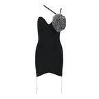 One Shoulder Beaded Asymmetric Dress H6138