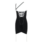 One Shoulder Beaded Asymmetric Dress H6138