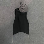 One Shoulder Beaded Asymmetric Dress H6138
