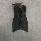 One Shoulder Beaded Asymmetric Dress H6138