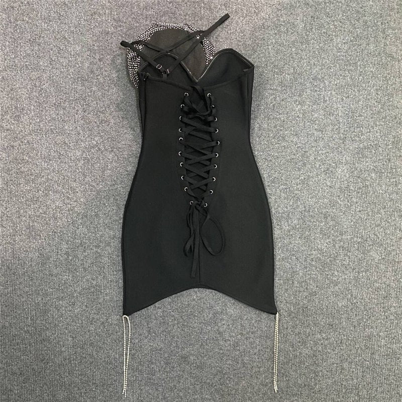 One Shoulder Beaded Asymmetric Dress H6138