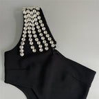 One Shoulder Beaded Cutout Maxi Dress H6543