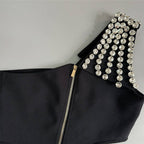 One Shoulder Beaded Cutout Maxi Dress H6543
