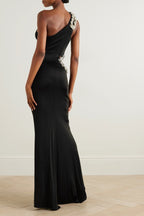 One Shoulder Beaded Cutout Maxi Dress H6555