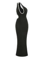 One Shoulder Beaded Cutout Maxi Dress H6555