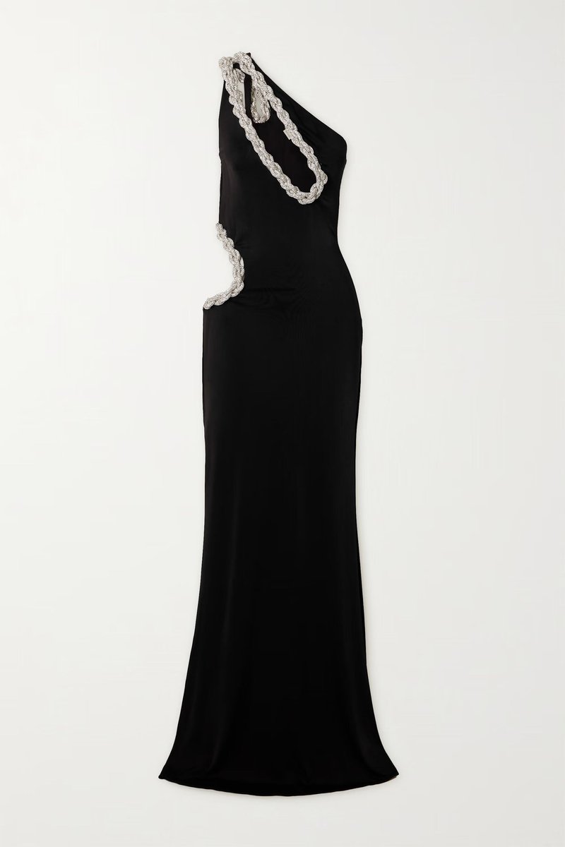 One Shoulder Beaded Cutout Maxi Dress H6555