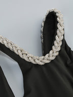 One Shoulder Beaded Cutout Maxi Dress H6555