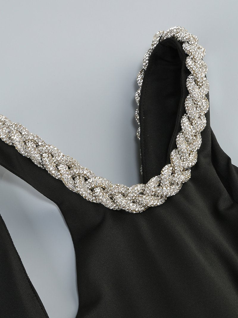 One Shoulder Beaded Cutout Maxi Dress H6555