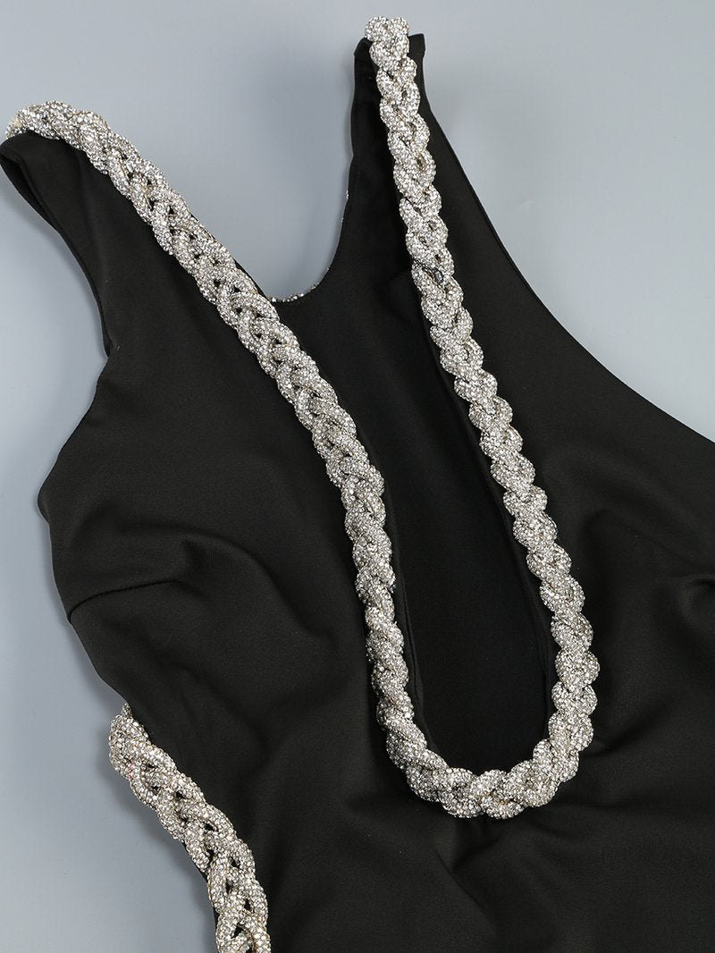 One Shoulder Beaded Cutout Maxi Dress H6555