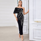 One Shoulder Beaded Maxi Dress H6812