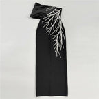 One Shoulder Beaded Maxi Dress H6812