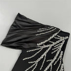 One Shoulder Beaded Maxi Dress H6812
