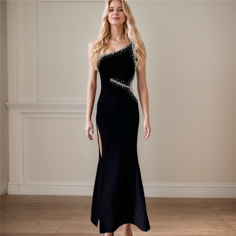 One Shoulder Beaded Mermaid Gown H6482