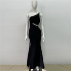One Shoulder Beaded Mermaid Gown H6482