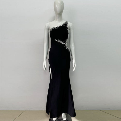 One Shoulder Beaded Mermaid Gown H6482