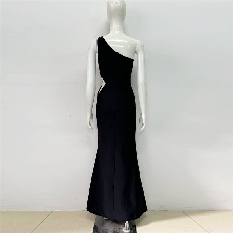 One Shoulder Beaded Mermaid Gown H6482