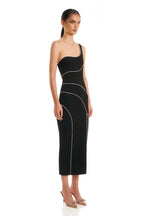One Shoulder Beaded Midi Dress H6429