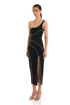 One Shoulder Beaded Midi Dress H6429
